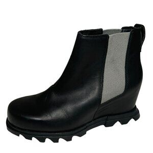 Sorel Joan of Artic Wedge III Womens Size 9.5 Waterproof Chelsea Boots Black